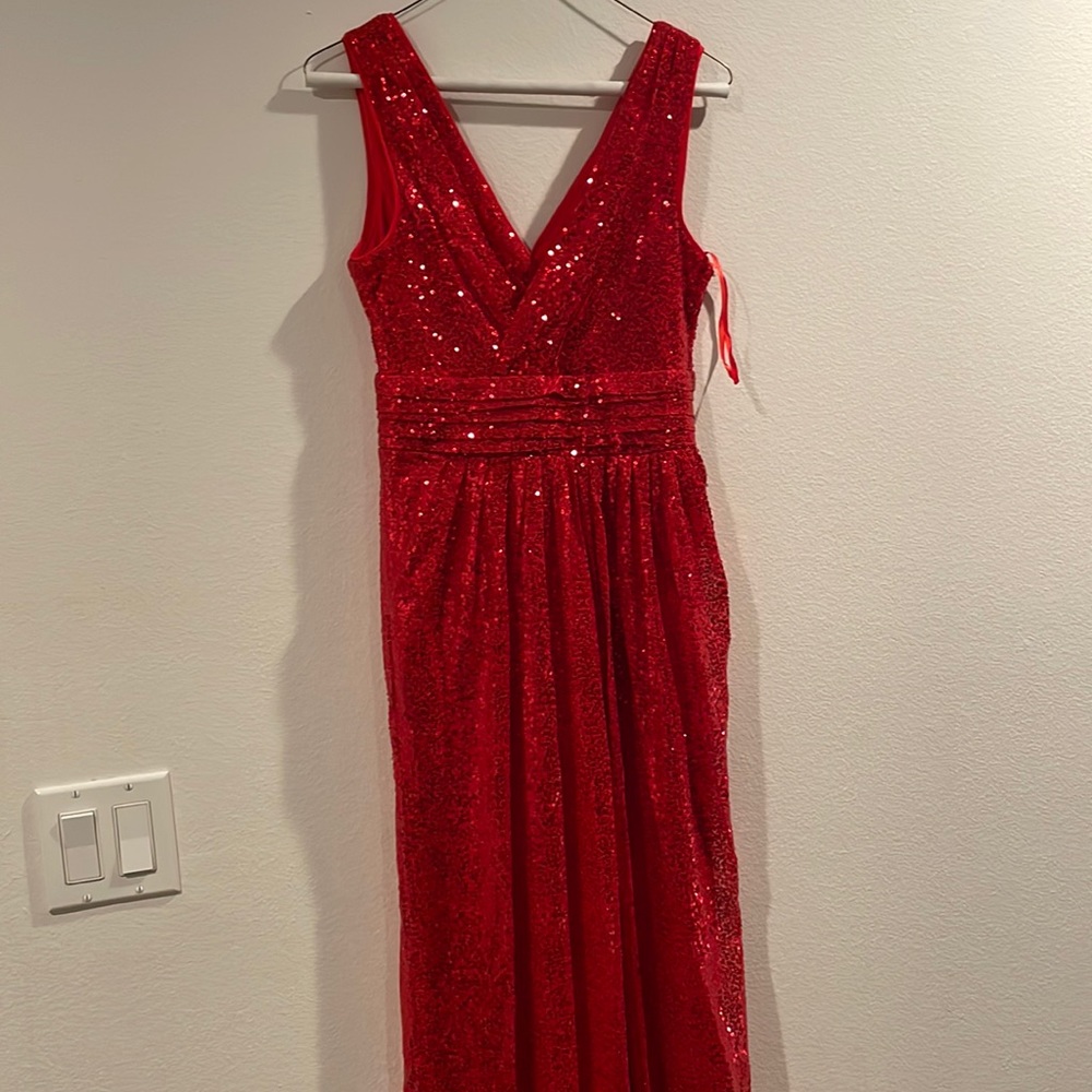 brand new with tags sequin red maxi prom dress